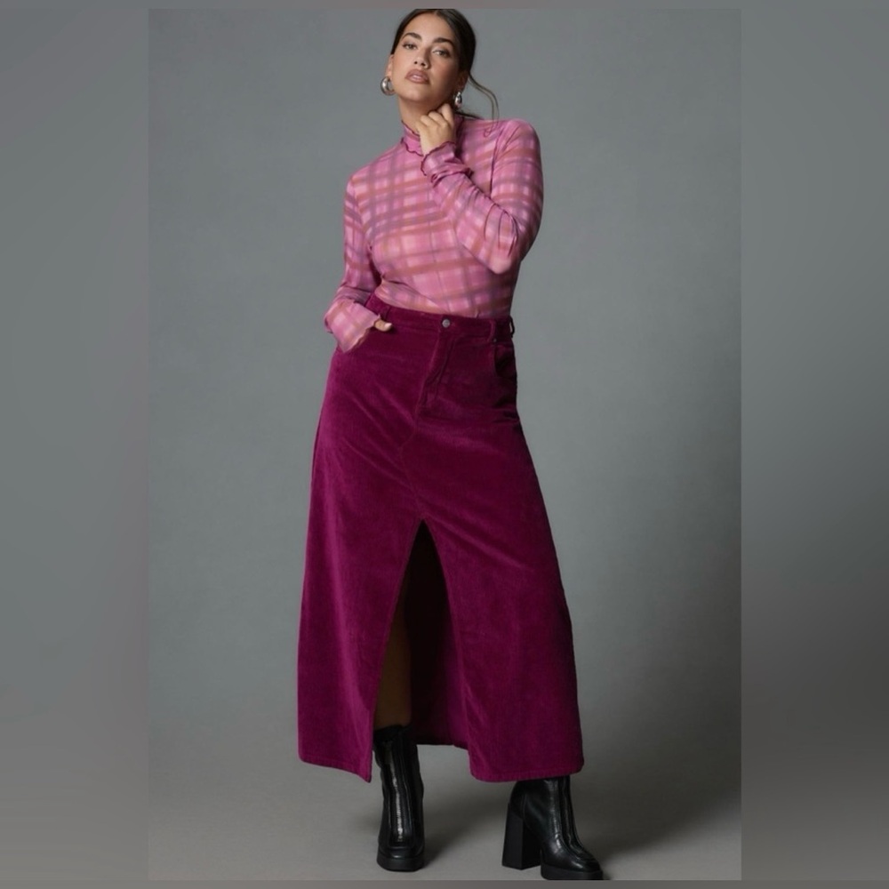 New With Tags Anthropologie Pilcro Corduroy Maxi Skirt with Slit